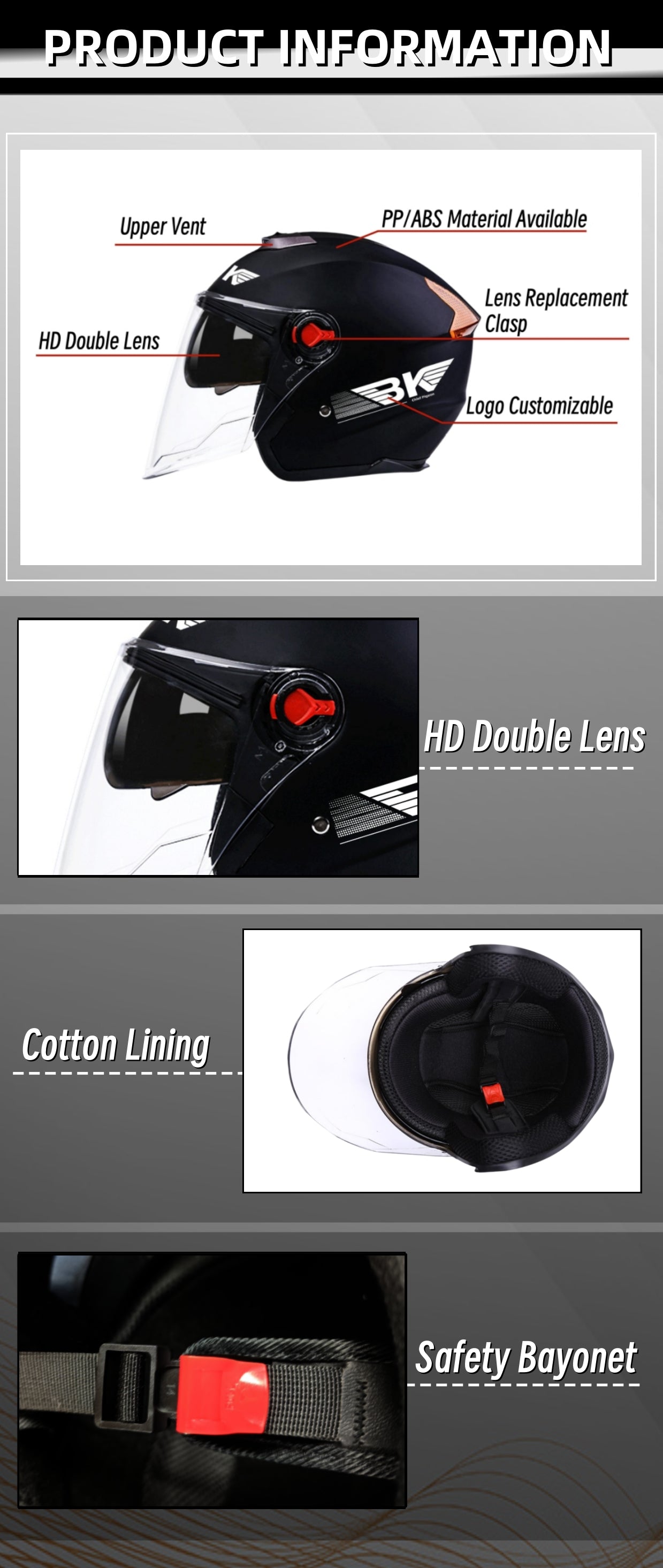 Motorrad Half Face Helm 903 - Aran Shop