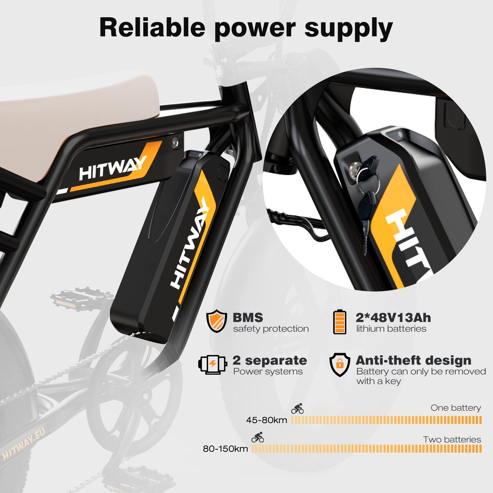 HITWAY BK29S E-Bike mit Doppelbatterie - Aran Shop