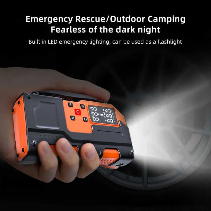 Wholesale New 12V Car Air Pump Tire Inflator With Emergency LED Light Portable 10000mAh Jump Starter Battery Tire Inflator - Aran Shop
