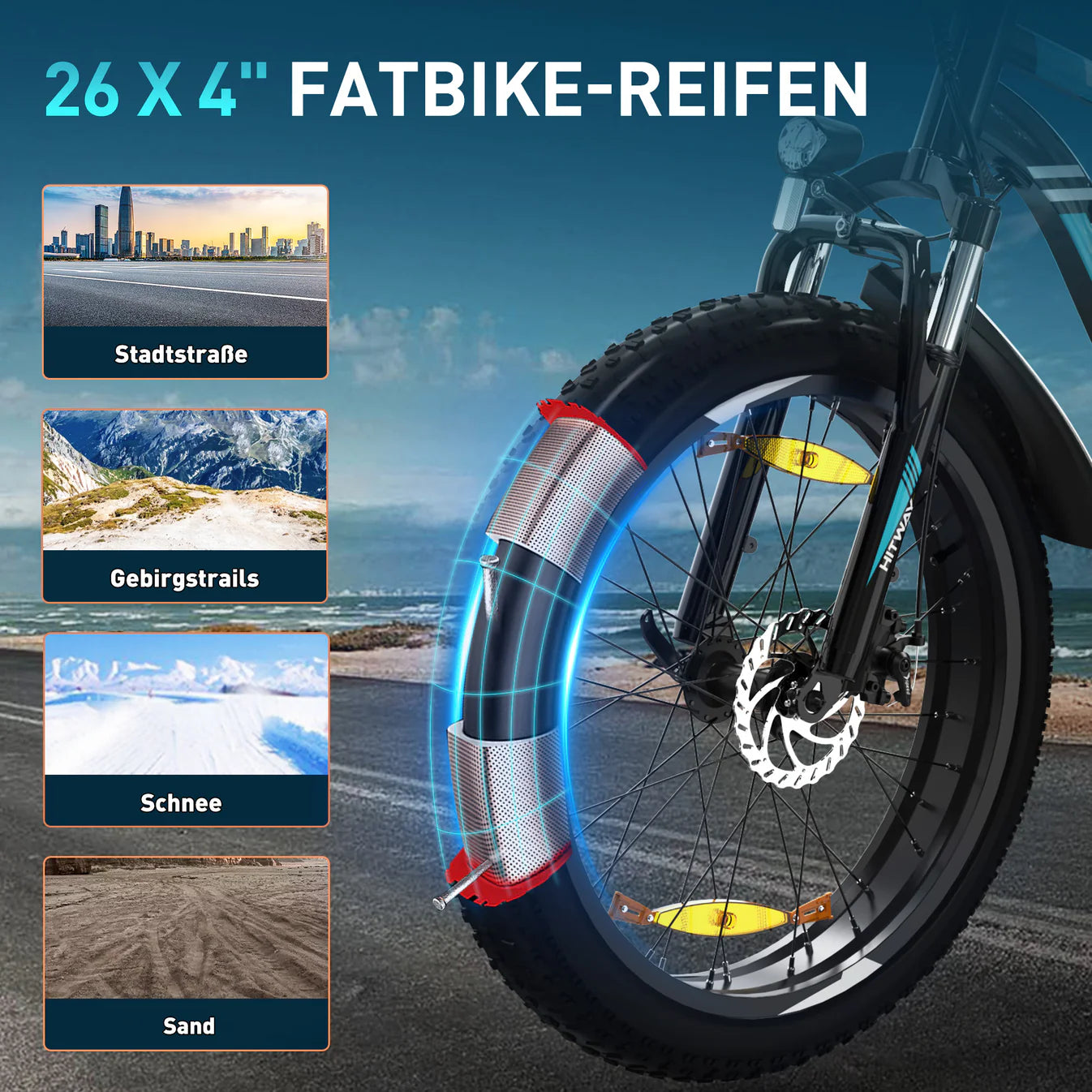HITWAY BK15 4.0 Elektrofahrrad mit fetten Reifen - Aran Shop