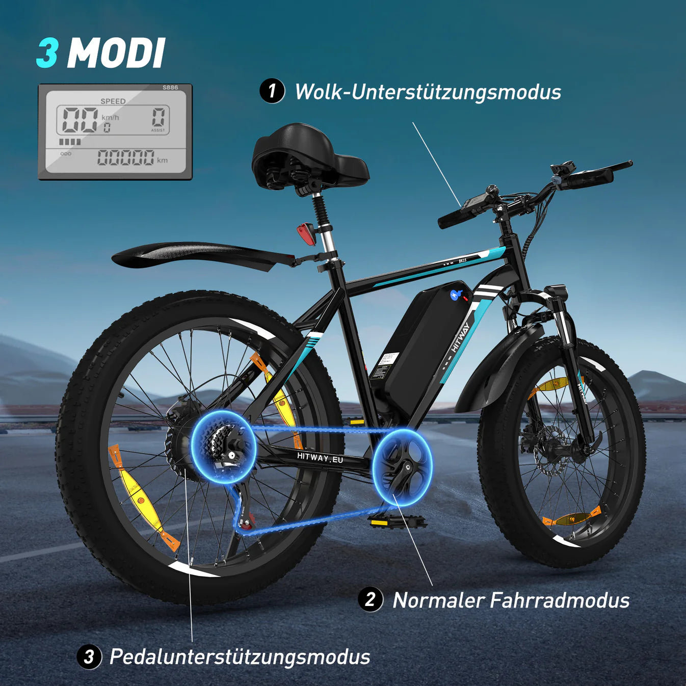 HITWAY BK15 4.0 Elektrofahrrad mit fetten Reifen - Aran Shop